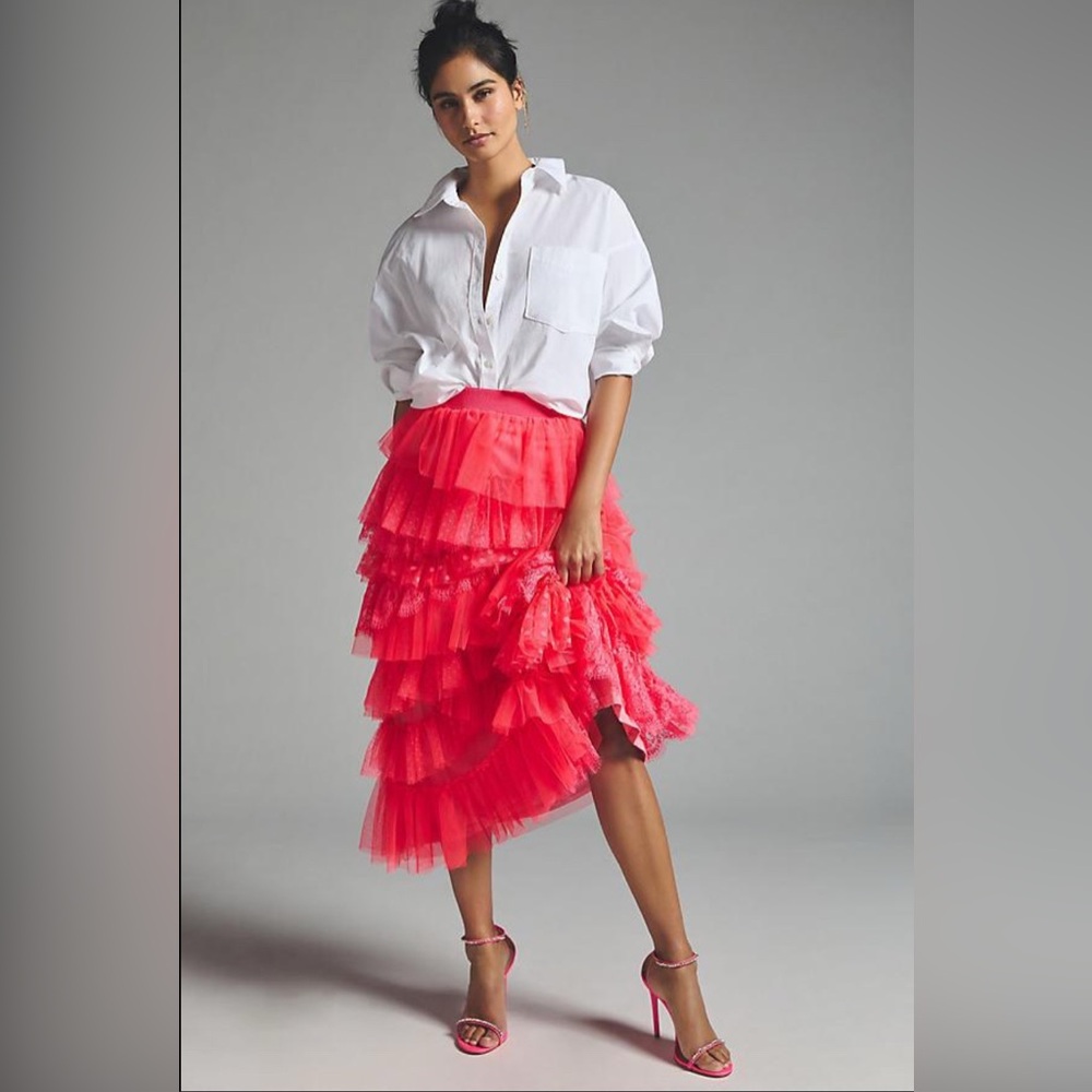 Anthro Pink Tulle Skirt